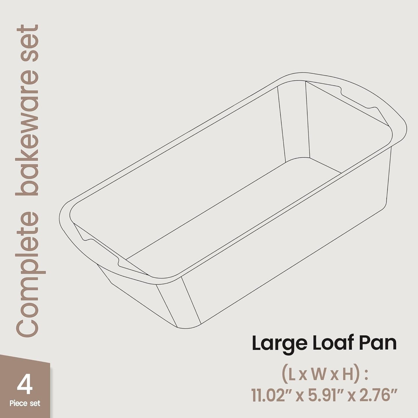 Nonstick Loaf Pan Set Pack of 4, Carbon Steel 11" Large Baking Bread Pan, Oven Safe Up to 450°F, PFOA, PFOS, PTFE Free, Space Saving Stackable Design, Stain Resistant, Dishwasher Friendly, Gray Marble