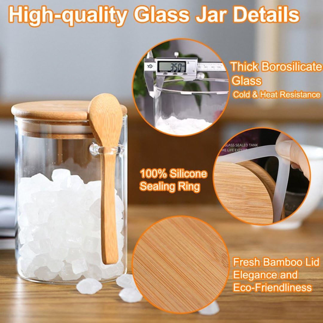 2-Pack 18.5oz Airtight Glass Meal Prep Containers with Lids – Overnight Oats Jars for Coffee, Nuts, Candy, Chia Seed Sugar & Pudding | Leakproof Borosilicate Glass Food Storage Jars