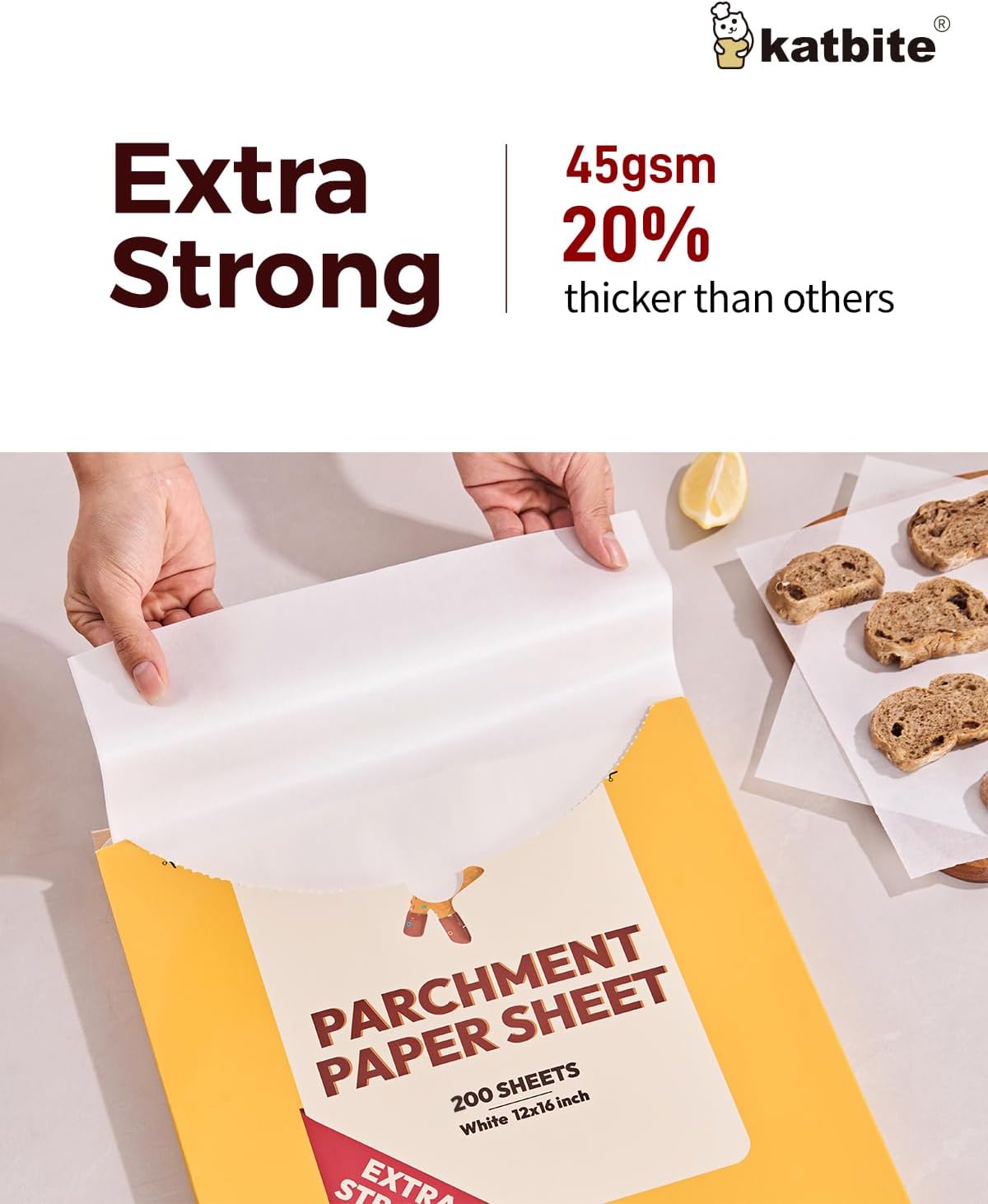 Katbite 200PCS 12x16 In Heavy Duty Flat Parchment Paper, Parchment Paper Sheets for Baking Cookies, Cooking, Frying, Air Fryer, Grilling Rack, Oven(12x16 Inch)[Advanced Series]