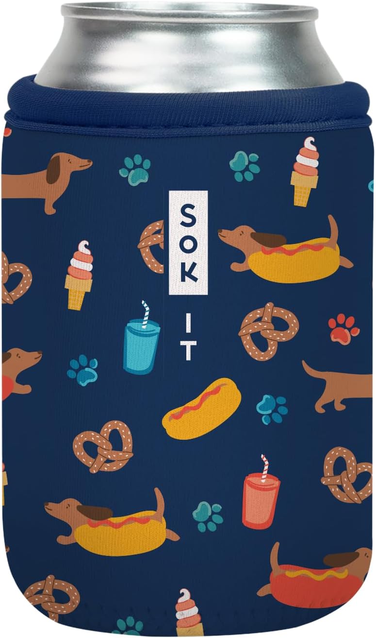 Sok It CanSok Sleeve for Beer & Soda Insulated Neoprene Cover (Hot Dawgs, 12oz Can Sleeve)