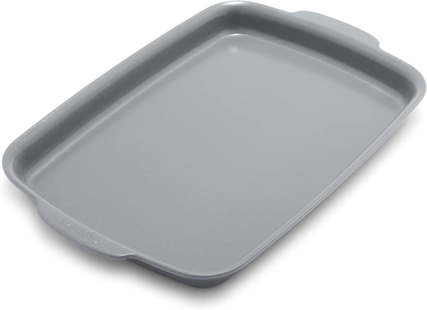 GreenPan Premiere Ovenware Healthy Ceramic Nonstick 13" x 9" Quarter Sheet Baking Pan, PFOA & PFAS-Free, Warp-Free Bakeware, Durable Quick Heating, Oven & Broiler Safe to 600F, Dishwasher Safe, Gray
