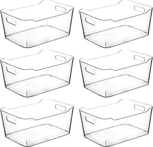 Clear Plastic Storage Bins, Pantry Organizers and Storage Containers, Large Fridge Organizer Bins, Home Kitchen Cabinet Organizer, Medicine Cabinet Bin for Organizing Freezer Closet