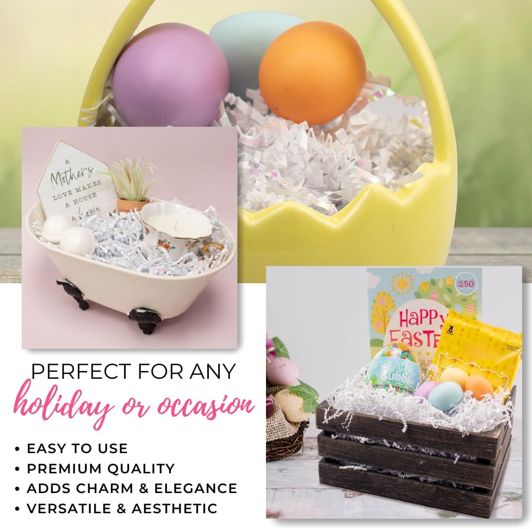 MagicWater Crinkle Cut Paper for Gift Baskets - 2LB - Diamond White - Perfect for Shredded Paper Filler, Basket Filler, Gift Boxes, Bridesmaid Gifts,Halloween Stuffers & More – Ideal for All Occasions