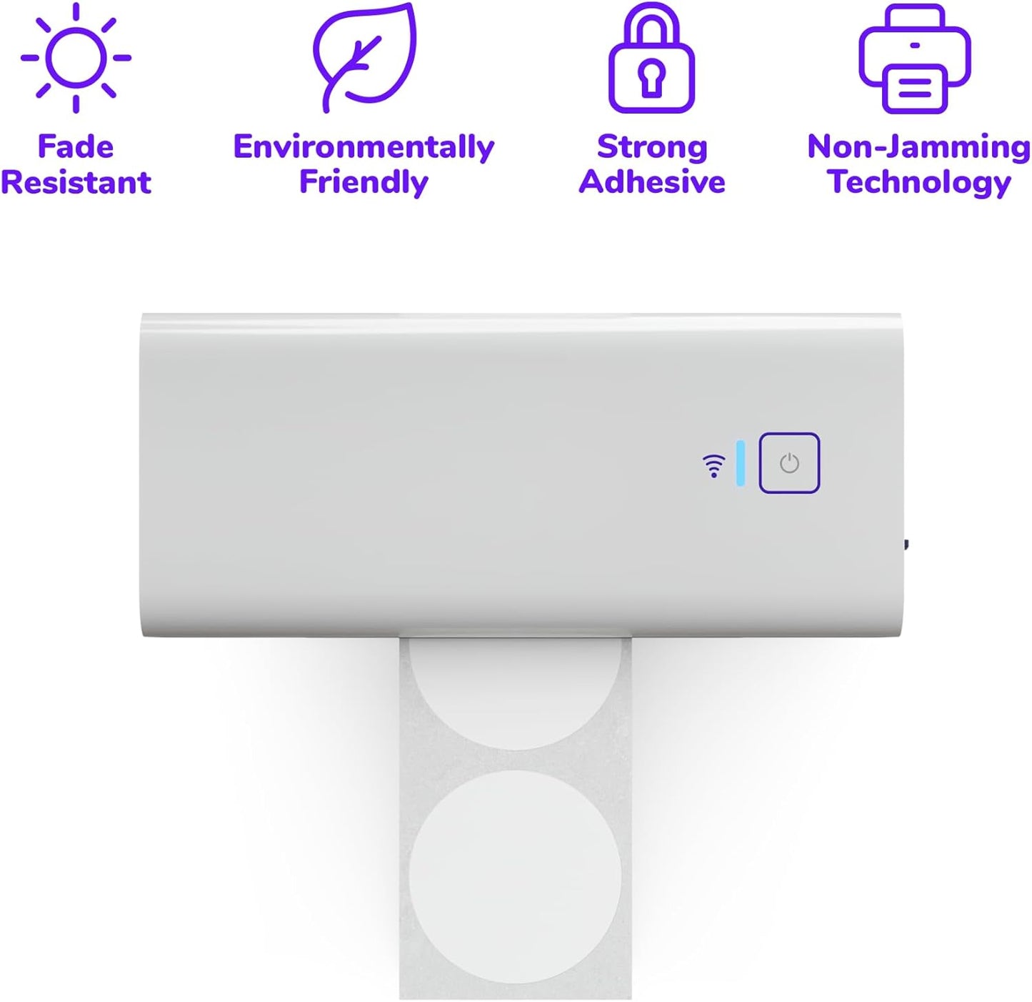 Rollo Circle Thermal Labels 2 Inch - Roll of 1,000 Round Sticker Labels - Multi-Purpose Direct Thermal Printer Stickers 2x2 (White)