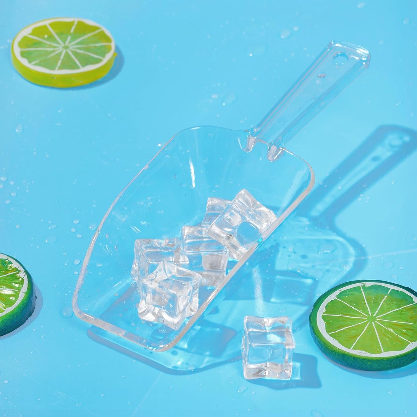 4Pcs Clear Plastic Ice Scoop for Freezer, Mini Candy Popcorn Scoops for Buffet Food Dry Goods, Flour Scoops for Canisters, 7.5 In (Clear)