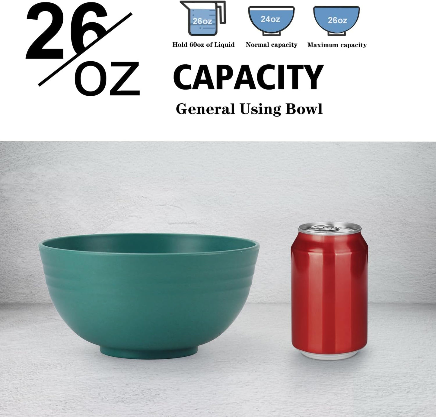 Wheat Straw Bowl Sets,8 PCS Unbreakable Cereal Bowls 26 OZ,Microwave and Dishwasher Safe Bowls,Kids Bowl suitable for cereal,salad,snack and soup (Green)