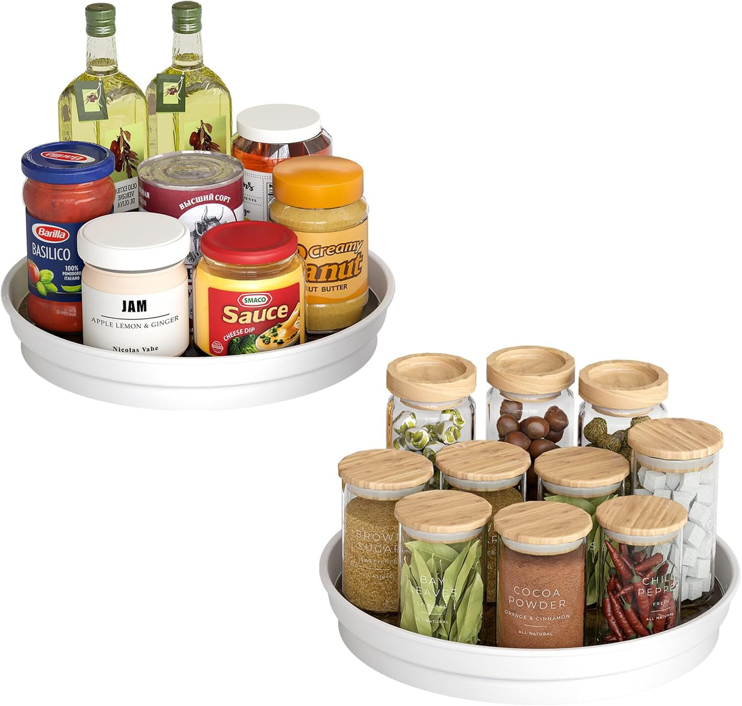 LAMU 2 Pack Lazy Susan Organizer, 10'' Lazy Susan Turntable for Cabinet, Table Top, Pantry, Refrigerator, Kitchen, Rustic Brown