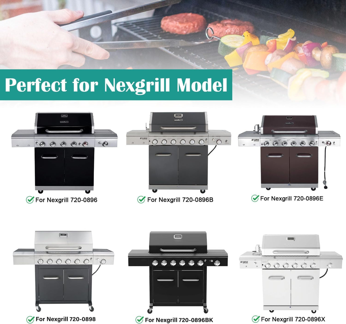 Full-Size Griddle Inserts for Nexgrill Home Depot 6 Burner, Flat Top Griddle for Nexgrill 720-0896 720-0896B 720-0896E 720-0896C 720-0898 720-0898A 720-0896BK 720-0896CP Grills