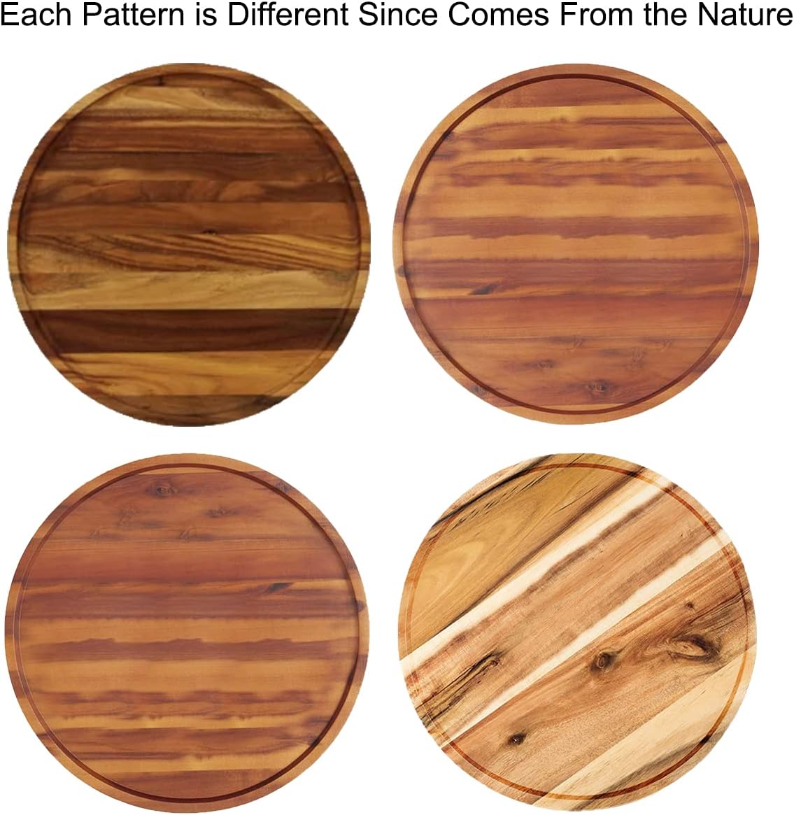 14" Two-Tier Acacia Wood Lazy Susan Organizer Kitchen Turntable for Cabinet Pantry Table Organization