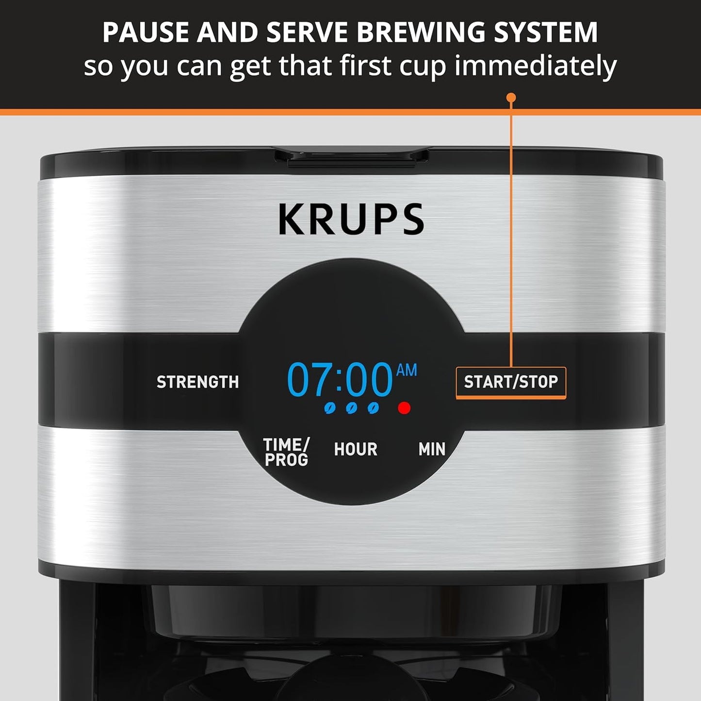 KRUPS Newer Model Drip Coffee Maker, Glass & Digital, Black & Stainless Steel
