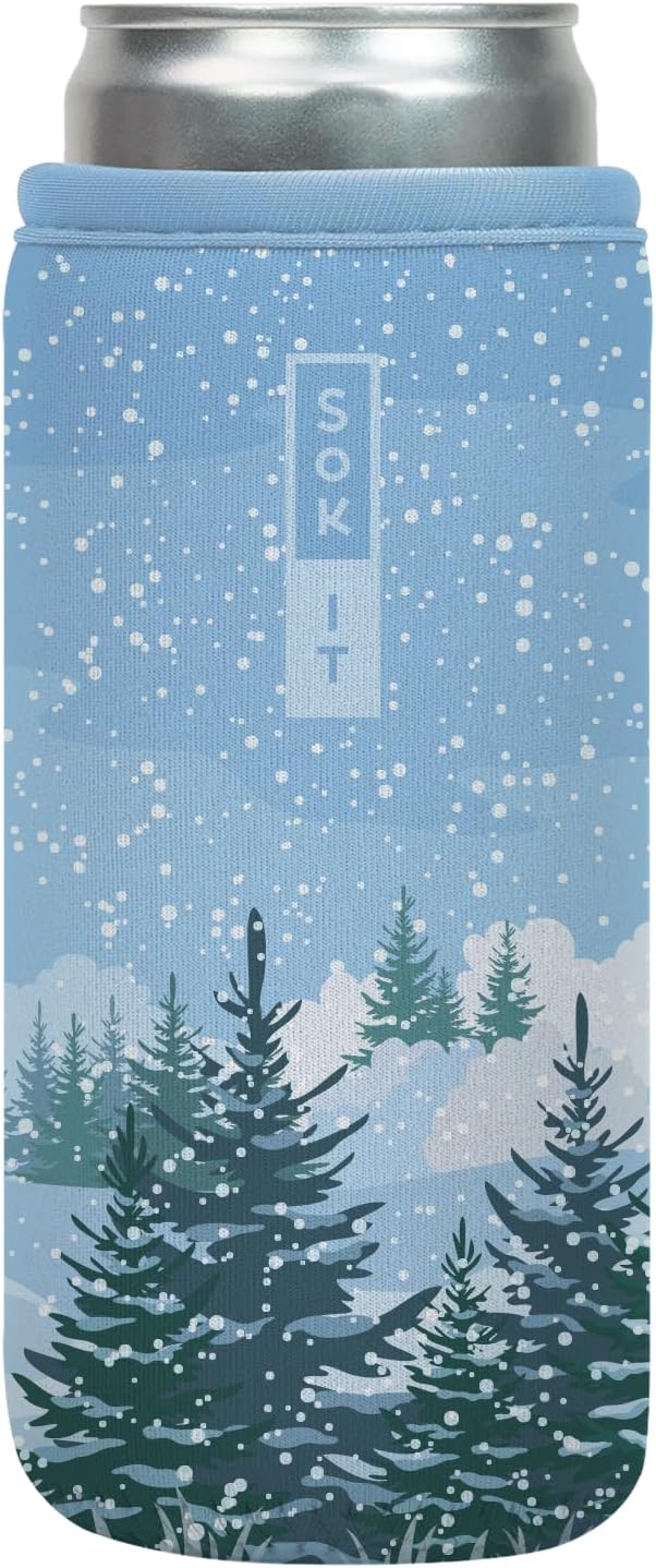 Sok It CanSok Sleeve for Beer & Soda Insulated Neoprene Cover (Winter Wonderland, 12oz Slim Can Sleeve)