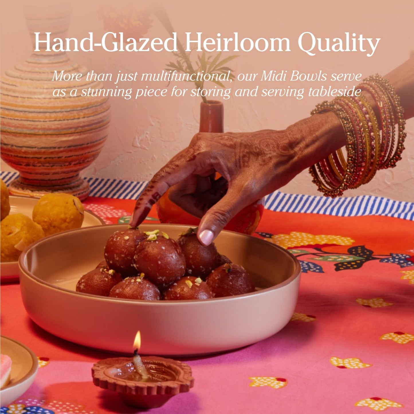 Our Place Dinner Bowls - Set of Four 8.5" Handcrafted Ceramic Pasta Bowls | Deep Plate Bowl Hybrid for Salads, Rice & More | Chip-Resistant, Restaurant-Grade, Stackable, Modular Design | Steam