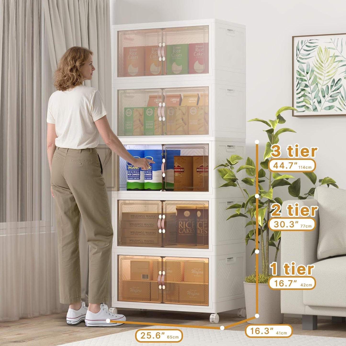 Extra Large Stackable Storage Bins with Lids and Wheels, Foldable Collapsible Closet Organizers,360QT-120QT/30GAL*3Pack Plastic Stackable Storage drawers for bedroom Dorm