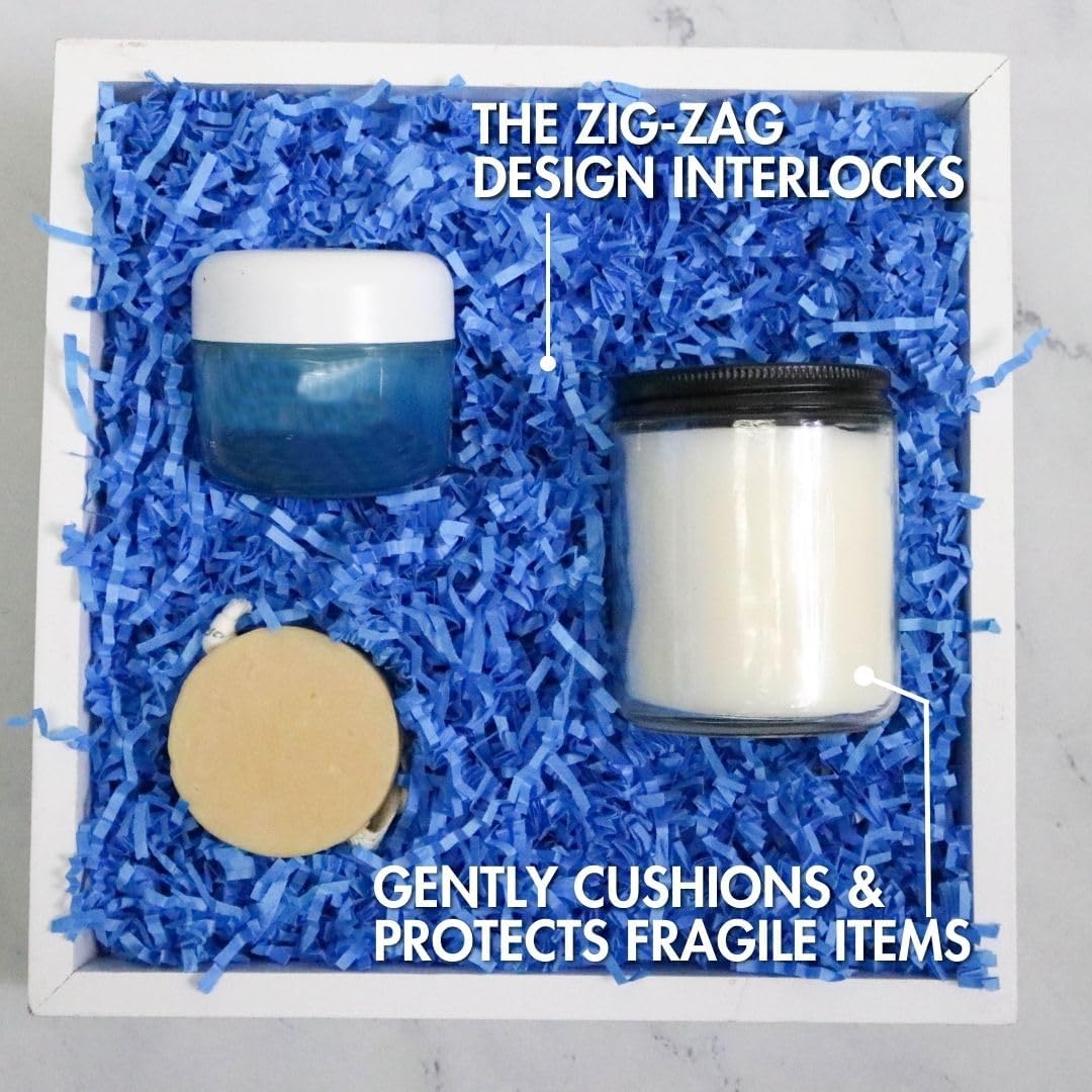 MagicWater Crinkle Cut Paper for Gift Baskets - 2LB - Sky Blue - Perfect for Shredded Paper Filler, Basket Filler, Gift Boxes, Bridesmaid Gifts, Halloween Stuffers & More – Ideal for All Occasions