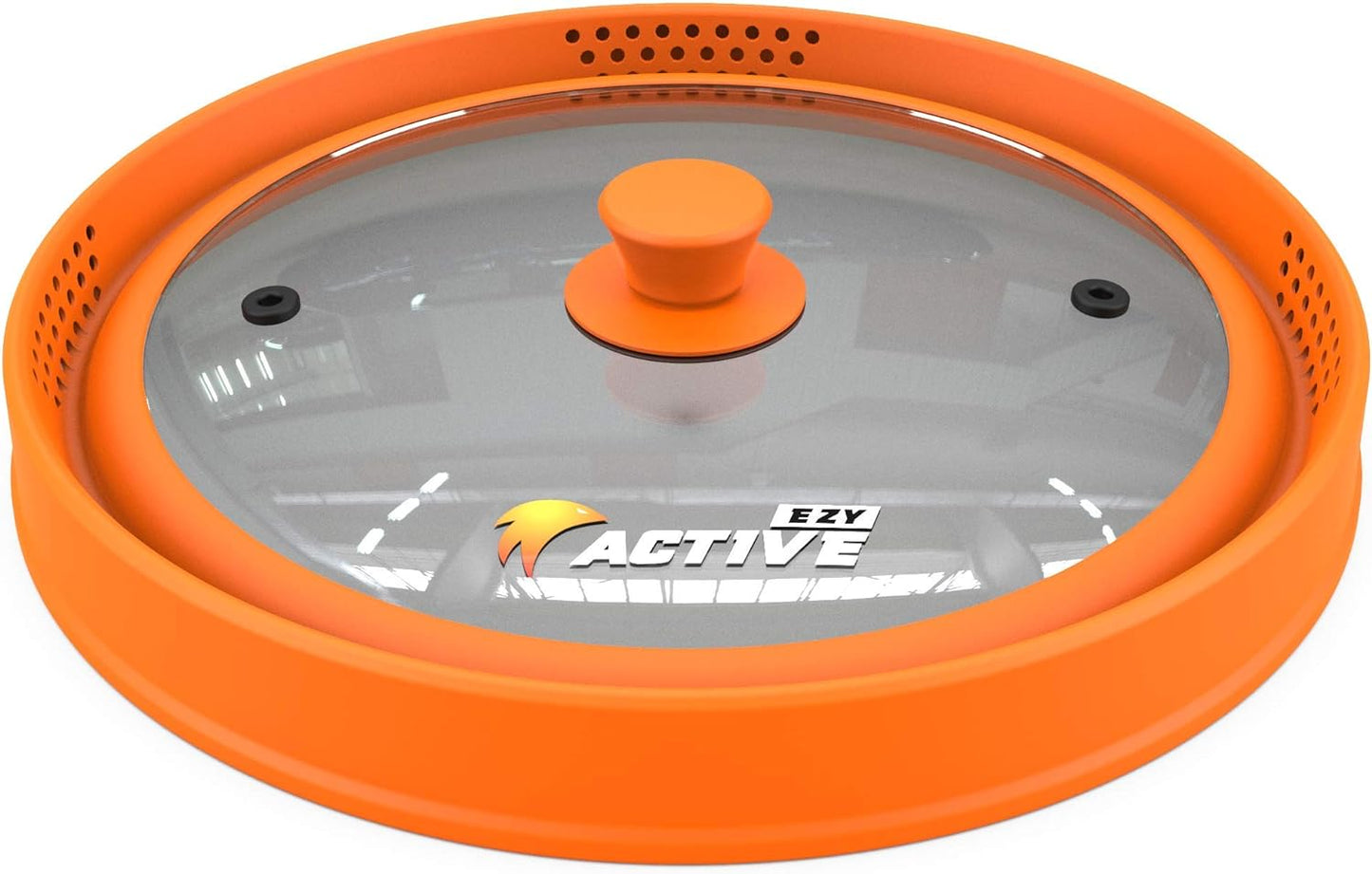 Collapsible Microwave Cover for Food - Silicone and Glass Splatter Guard Lid for 6-12 inch Plates & Bowls, Dishwasher Safe, Heat Resistant, BPA-Free, Orange