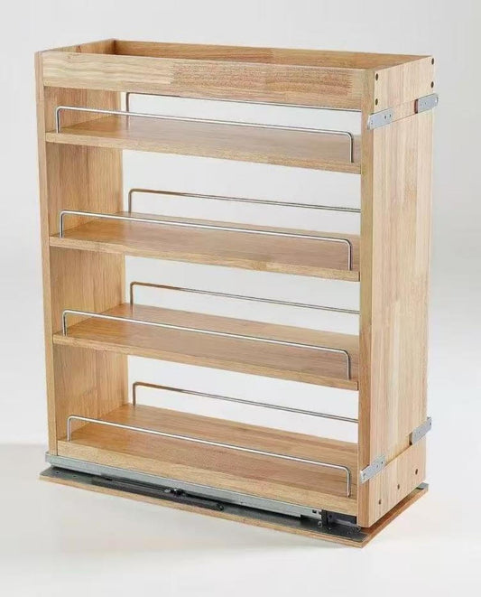 DINDON Pull Out Spice Rack Organizer for Cabinet, (6.5" W x 21.9" D x 25.2" H) Multi-Use Wood Pull Out Cabinet Organizer Slide Out Shelf Cabinet Storage for Kitchen, Pantry Organization