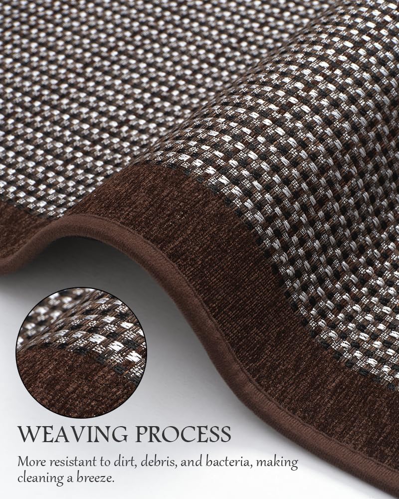 PADOOR Kitchen Rugs and Mats Non Skid Washable - Non Slip Absorbent Kitchen Runner Rugs for Floor, Machine Washable Standing Mats for in Front of Sink,Entryway,Entrance,Door(20"x32",Dark Brown)