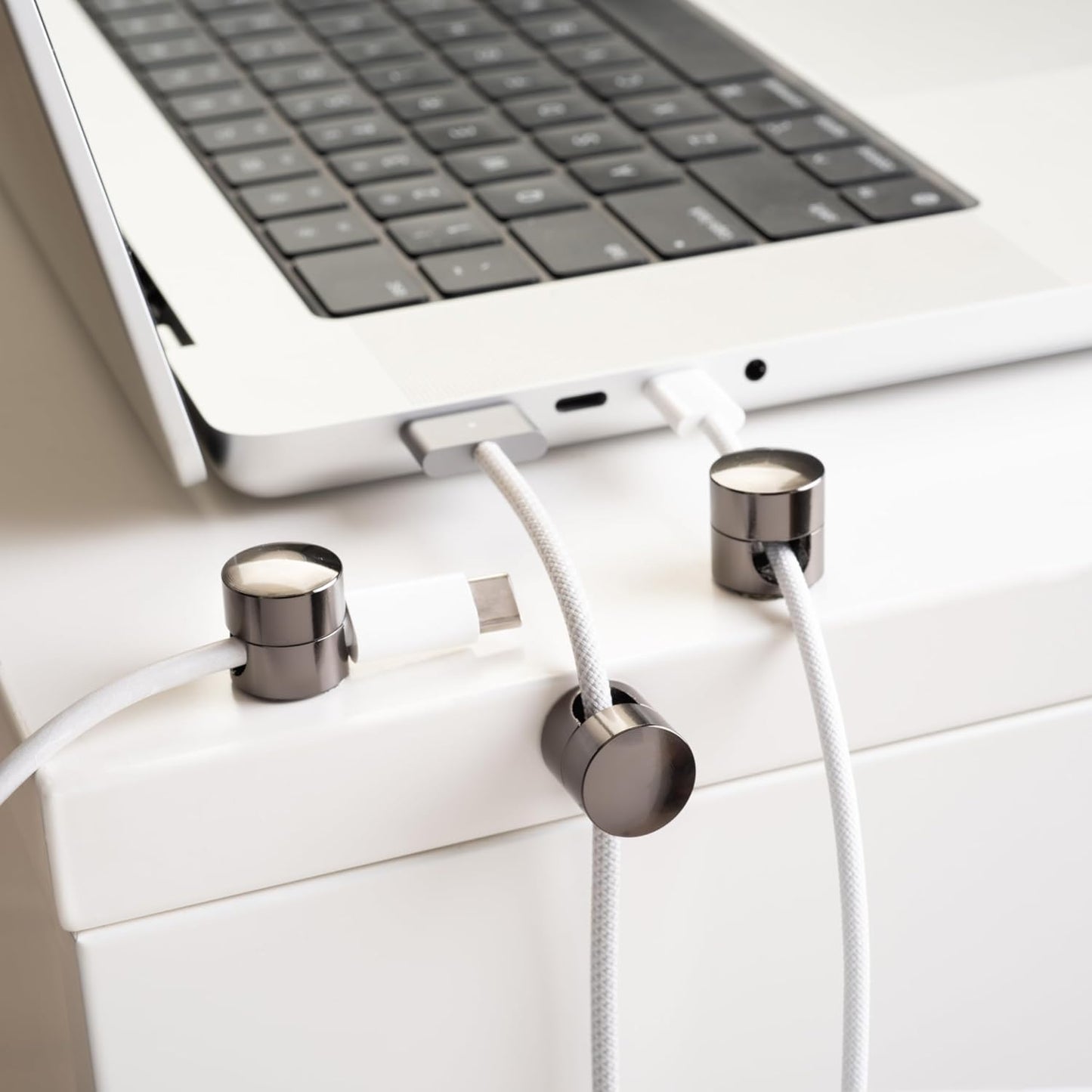 Cable Anchors for Desk Organization Gun Metal | Premium Aluminum Cord Organizers | Charger + Cable Management Clips for Home & Office | Stylish, Sturdy, & Functional | (3 Pack)