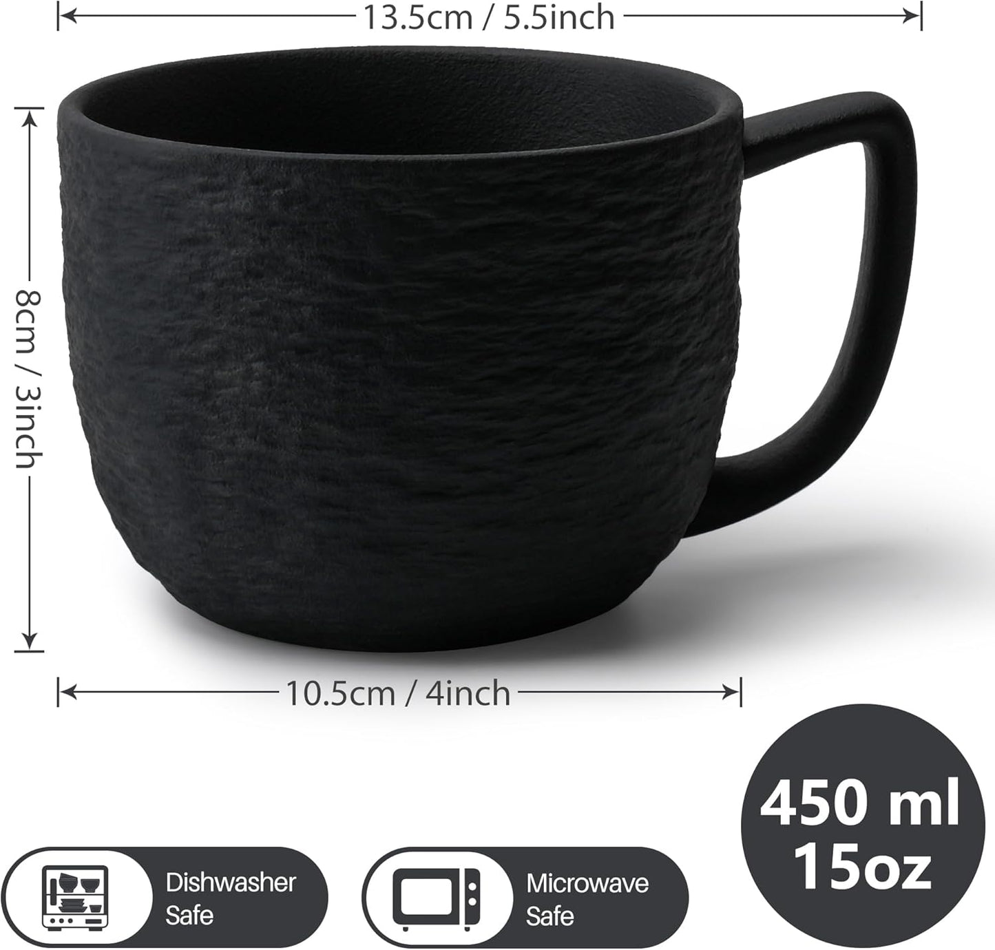 MIAMIO – 15 oz Coffee Mugs/Mug Set of 4 - Ceramic Mug for Coffee, Latte, Cappuccino, and Tea - Oasis Collection