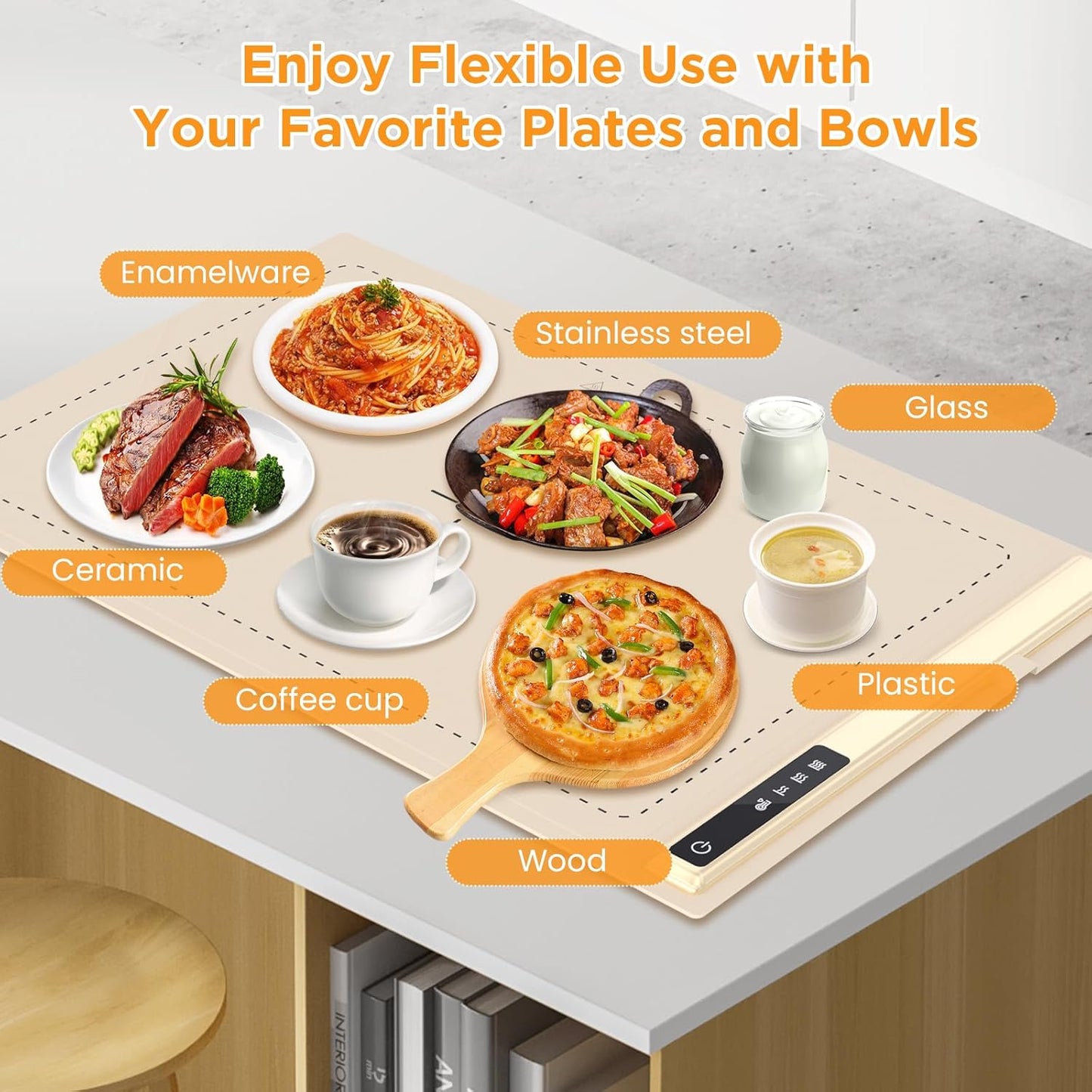 Upgrade Warming Mat for Food with Adjustable Temperature-Portable Electric Warming Tray,Roll Up Silicone Food Warmer for Parties with 3 Temperature Settings,Versatile Food Warmers for Parties Buffet