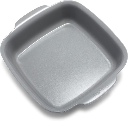 GreenPan Premiere Ovenware Healthy Ceramic Nonstick 8" Square Cake Baking Pan, Cast Aluminum Bakeware, Warp-Free, Oven and Broiler safe to 600F, Dishwasher Safe, PFAS-Free, Gray