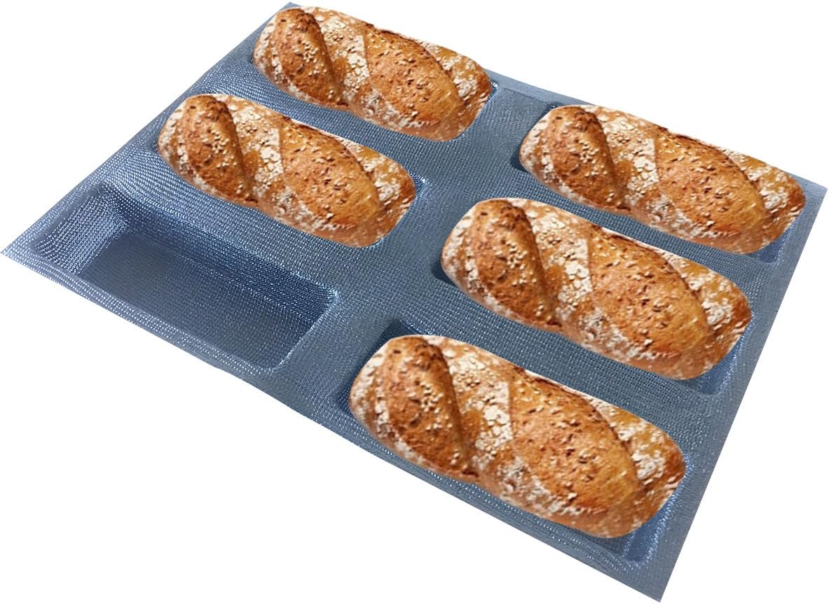 Bluedrop Silicone Bread Forms Square Shape Bread Molds Non Stick Bakery Trays Silicone Coated Fiber Glass 6 Caves Rectangle Moulds