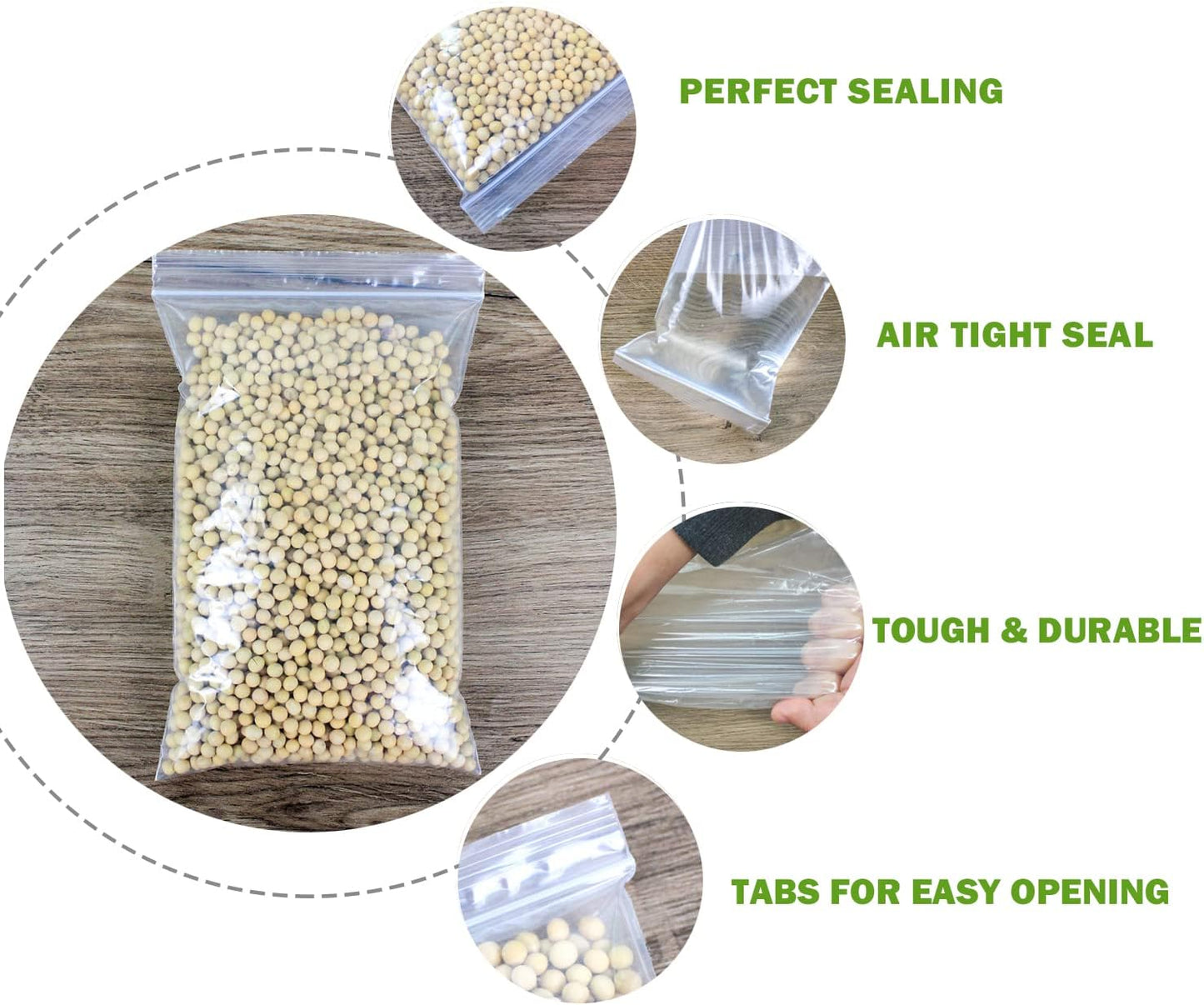 9" X 12" (500 Bags) 2 Mil Clear Reclosable Zip Plastic Poly Bags with Resealable Lock Seal Zipper