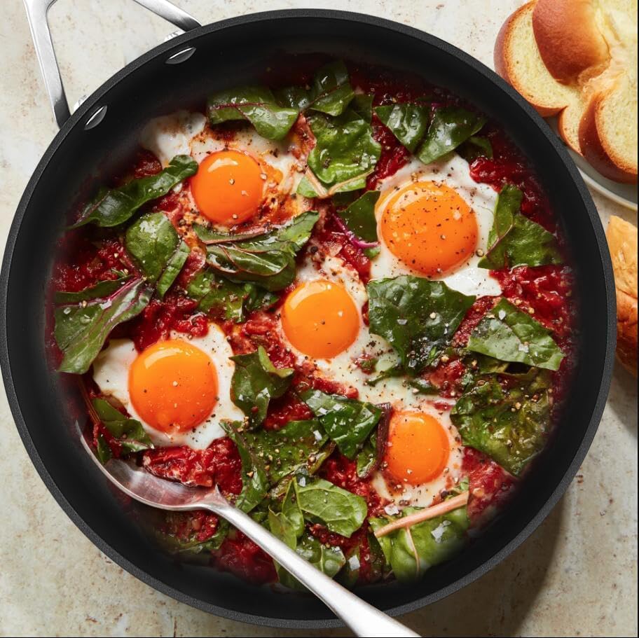 MsMk 12 Inch Nonstick Frying Pan with Lid, Titanium and Ceramic Nonstick skillet with lid, PFOA Free, Non-Toxic, Stay-Cool Handle, Scratch-resistant, Dishwasher Safe, Oven Safe to 700°F