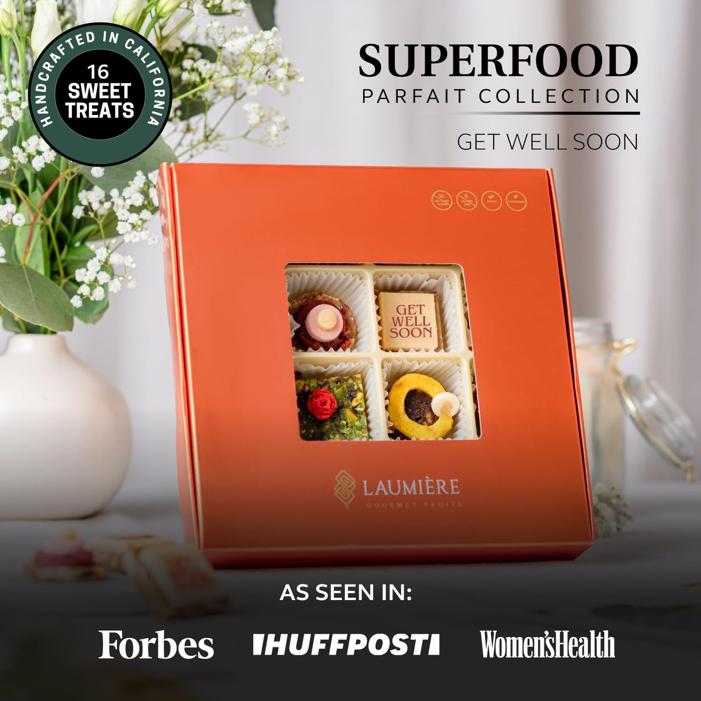 Laumière Gourmet Fruits - Get Well Gifts for Women After Surgery - Healthy Get Well Soon Gift Basket for Women, Men - Care Package Snack Box - Dried Fruit Gift Basket - No Added Cane Sugar - Gluten Free