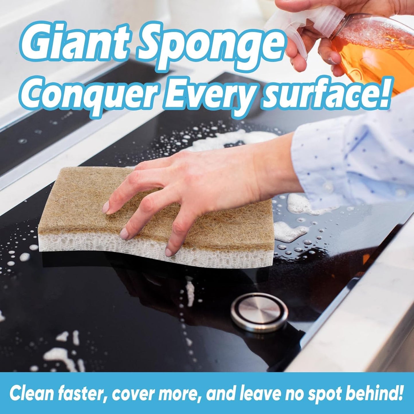 AIDEA XL Scrub Sponges Non-Scratch, 24Count, Large Natural Sponge for Non Stick Cookware, Sponges Kitchen, Cellulose Cleaning Sponge for Dishes, Kitchen, Bathroom, Household