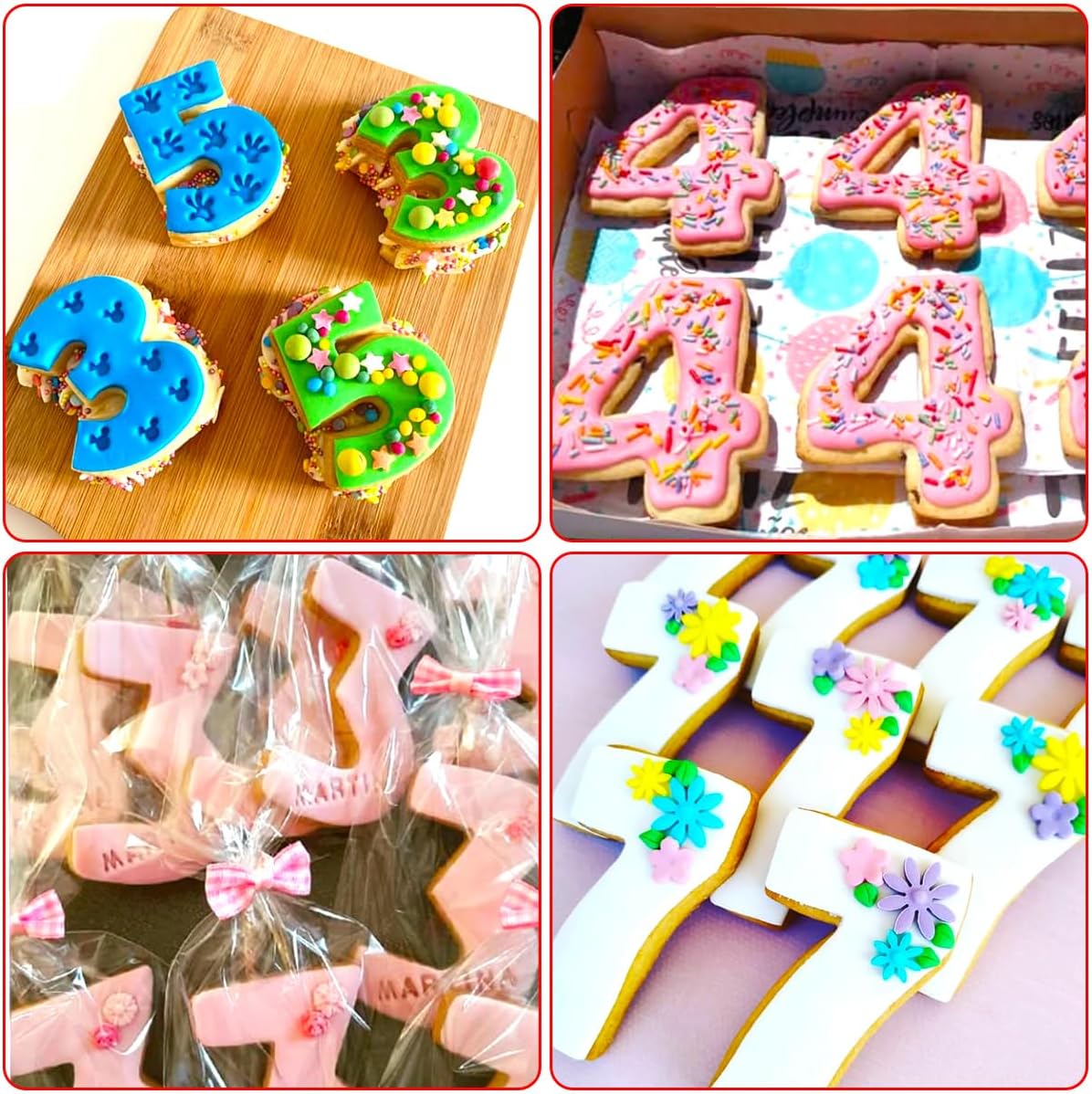 Number Cookie Cutters Shapes 9pcs, Sturdy Basic Biscuit Cutters Set with Dough Cutter, Metal Birthday Cookie Cutters for Holiday Baking Decorating