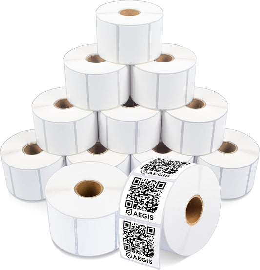 Aegis Adhesives - 2" X 1.5" Direct Thermal Labels, Perforated & Compatible with Rollo, Zebra, & Other Desktop Label Printers (12 Rolls, 900/Roll)