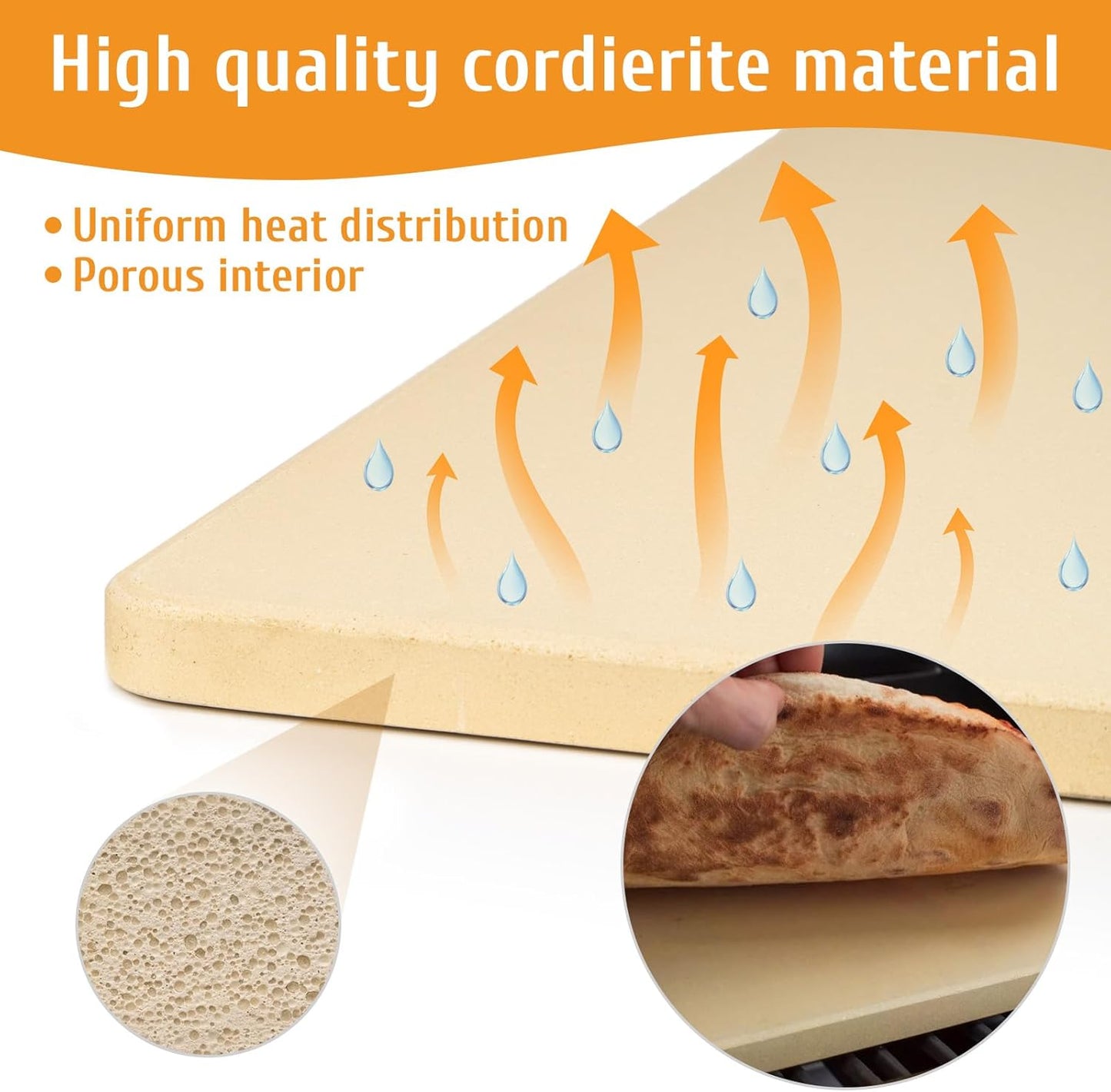 Extra Large Pizza Stone 24" x 18",Cooking Stone for Grill Rectangular, Baking Pizza Stone for bread, Ideal for Grilling Baking Several Sizes of Pizzas