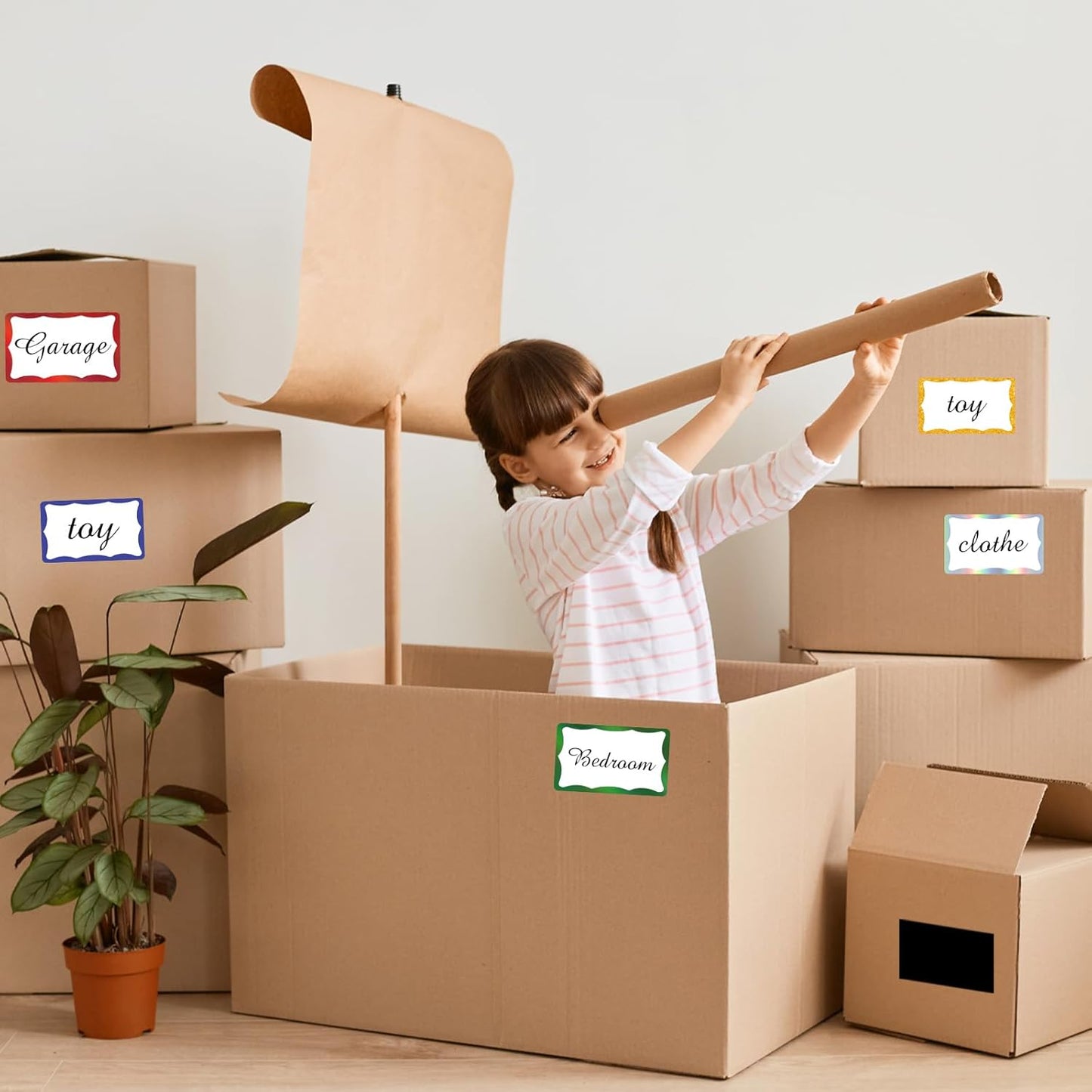 STARLIBOO Colored Labels Stickers, 3X5 Inch Removable Large Label Stickers for Moving Boxes and Storage Bins- Waterproof- Writable- Tear Resistant (Blue)