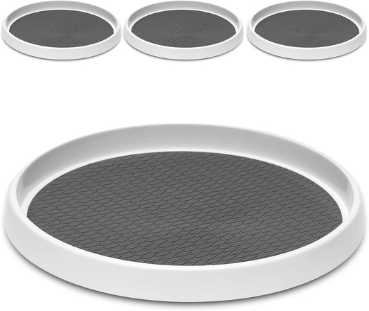 12-Inch Non-Skid Turntable Lazy Susan Organizer [4 Pack] - Spinning Rack for Cabinet Table Top, Pantry Organization Storage, Kitchen, Fridge, Vanity, Countertop, Under Sink Organizing, Spice Spinner