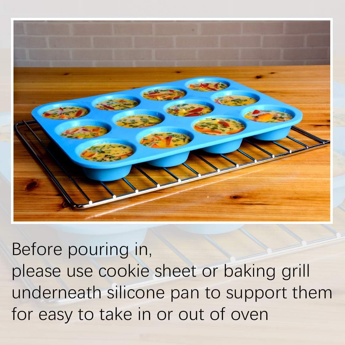 CAKETIME Silicone Muffin Pan - Cupcake Pan, Mini Loaf Pan Silicone Baking Molds Food Grade 3-Pack