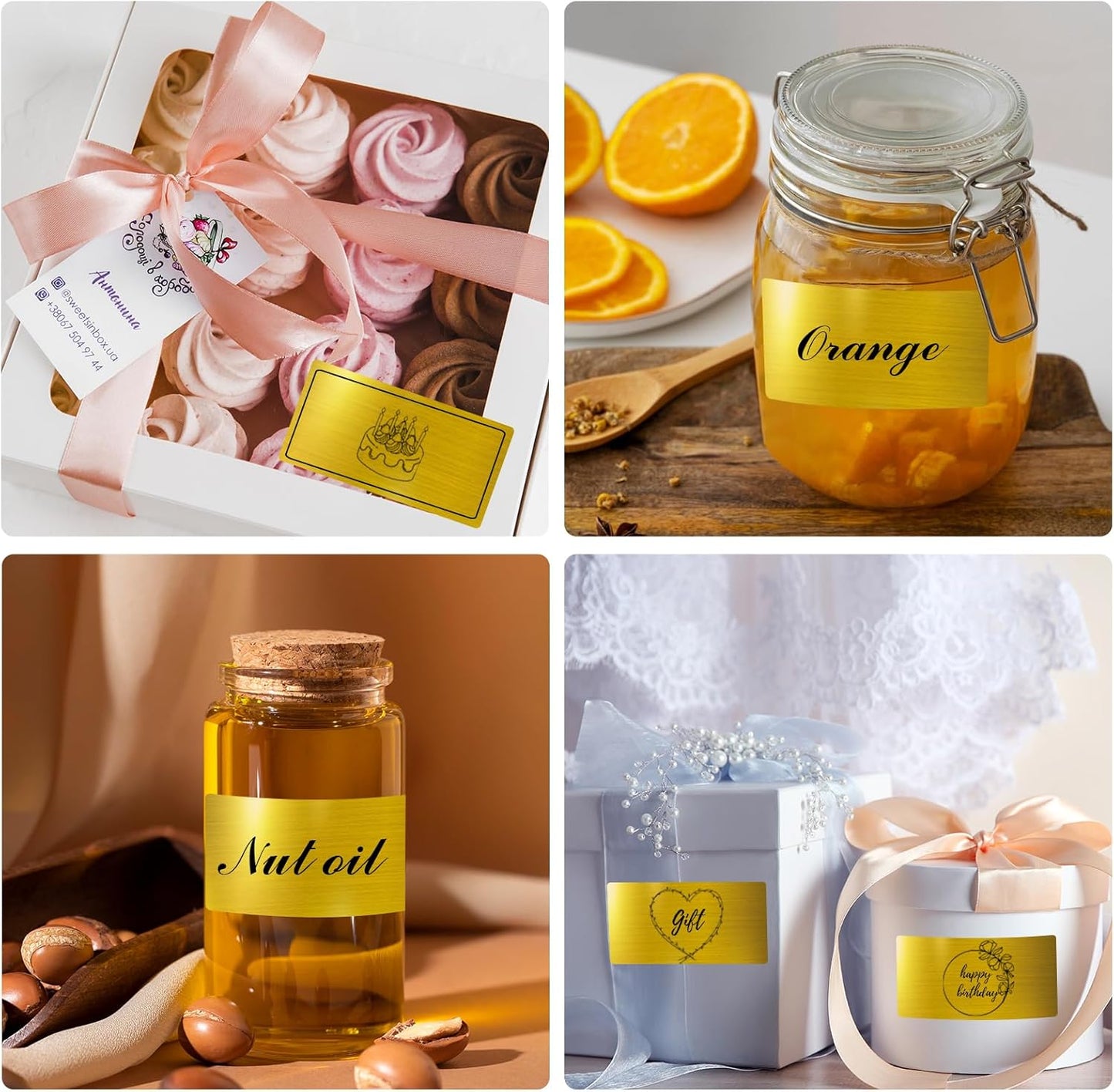 2x4 Inch Holographic Thermal Labels, Gold Direct Thermal Stickers Label, Self-Adhesive Glitter Thermals Printer Sticker Labels, Perforation Line Design- 200Pcs/ 1 Roll