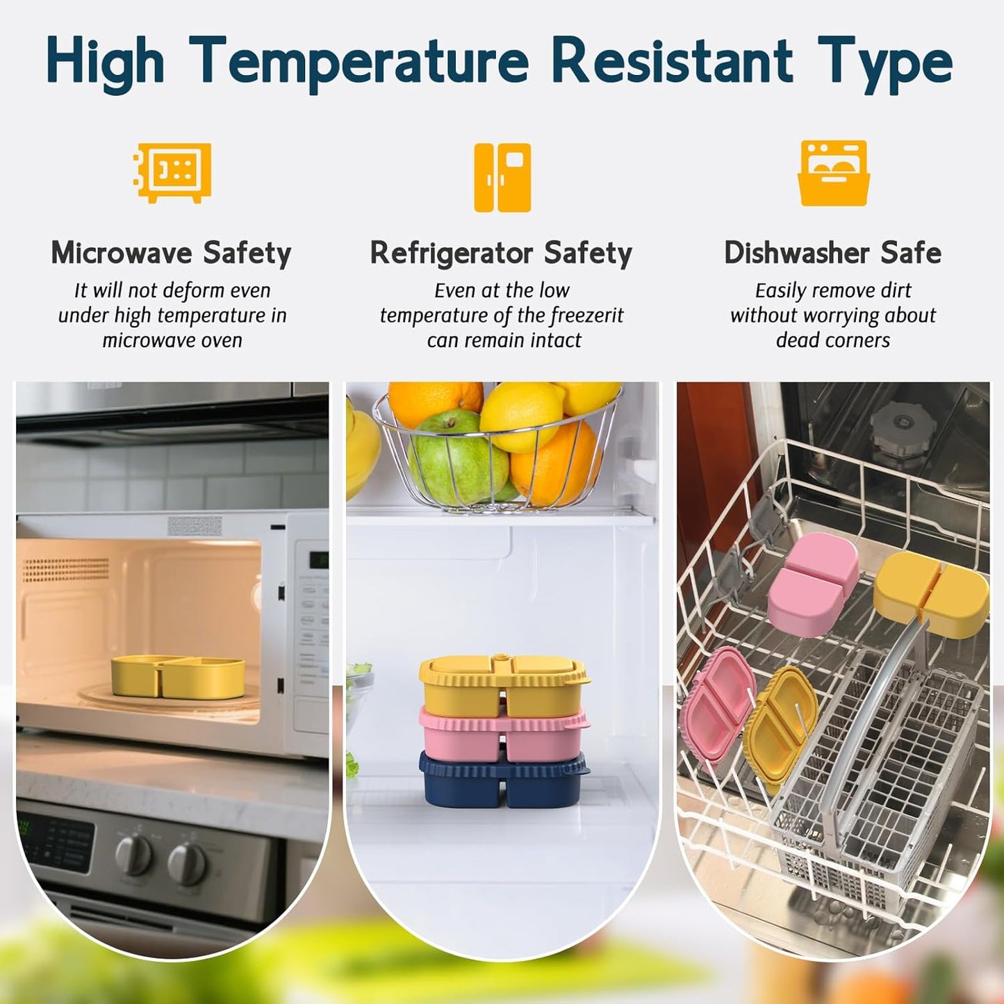 6 Pack Reusable Silicone Snack Containers with Lids, Mini Containers 2 Compartments, Portable Silicone Food Storage Box for Picnic, School, Office (6)