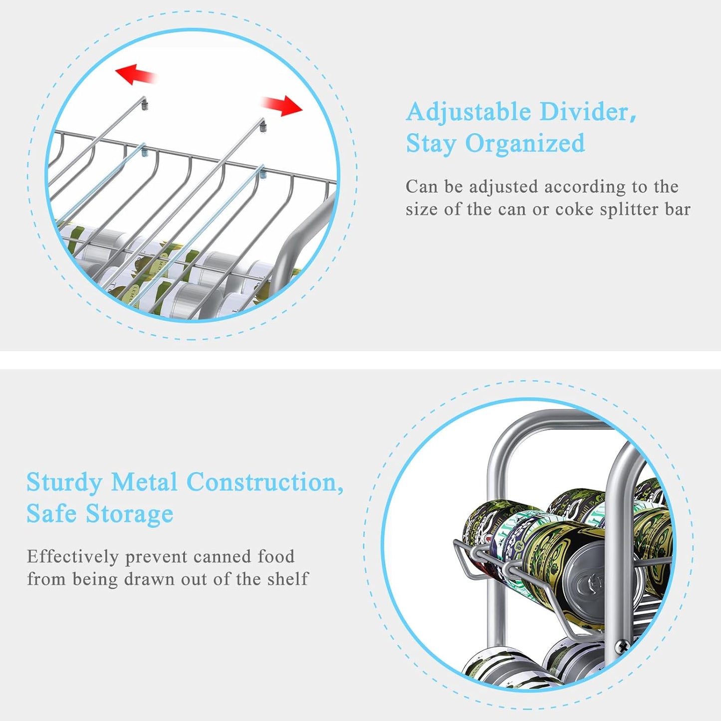Vrisa Can Organizer for Pantry 7-tier Can Organizer Can Good Organizer for Pantry Shelf Holds up to 84 Cans Can Rack Dispenser for Pantry, Kitchen, Cabinet Silver