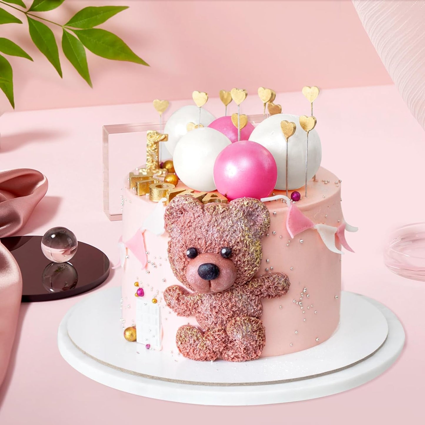 48 Pcs Balls Cake Topper Decorations Balloon Cupcake Toppers Foam Cake Topper Balls Cake Balls Decorations for Birthday Party Wedding Anniversary Cake Decorating (Rose Red, Pink, White, Gold)