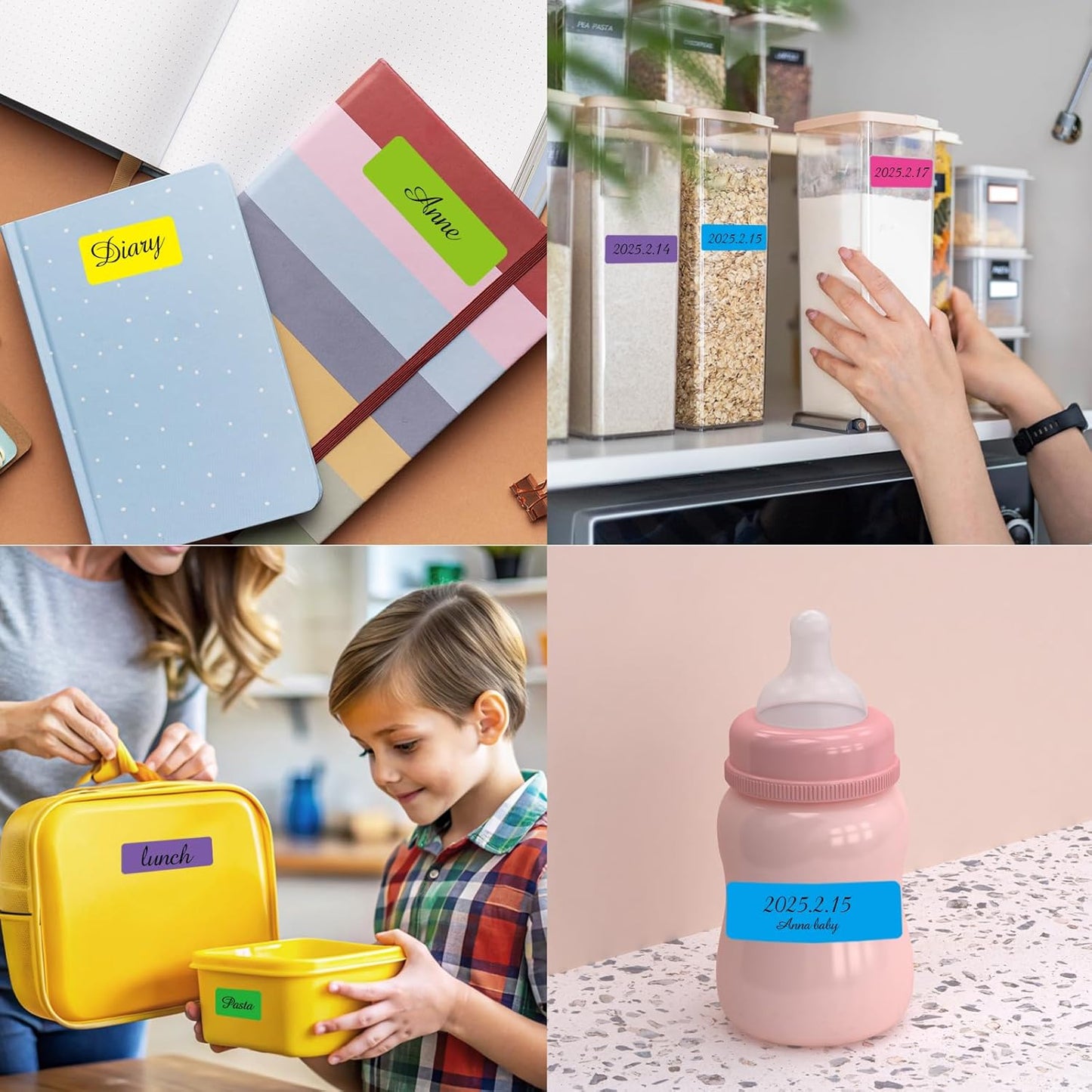 STARLIBOO Removable Labels, Removable Colored Labels Stickers, Self-Adhesive Rectangular Stickers Water/Oil/Tear Resistant for Storage/Classroom/Home (2 Size, 300 Labels)