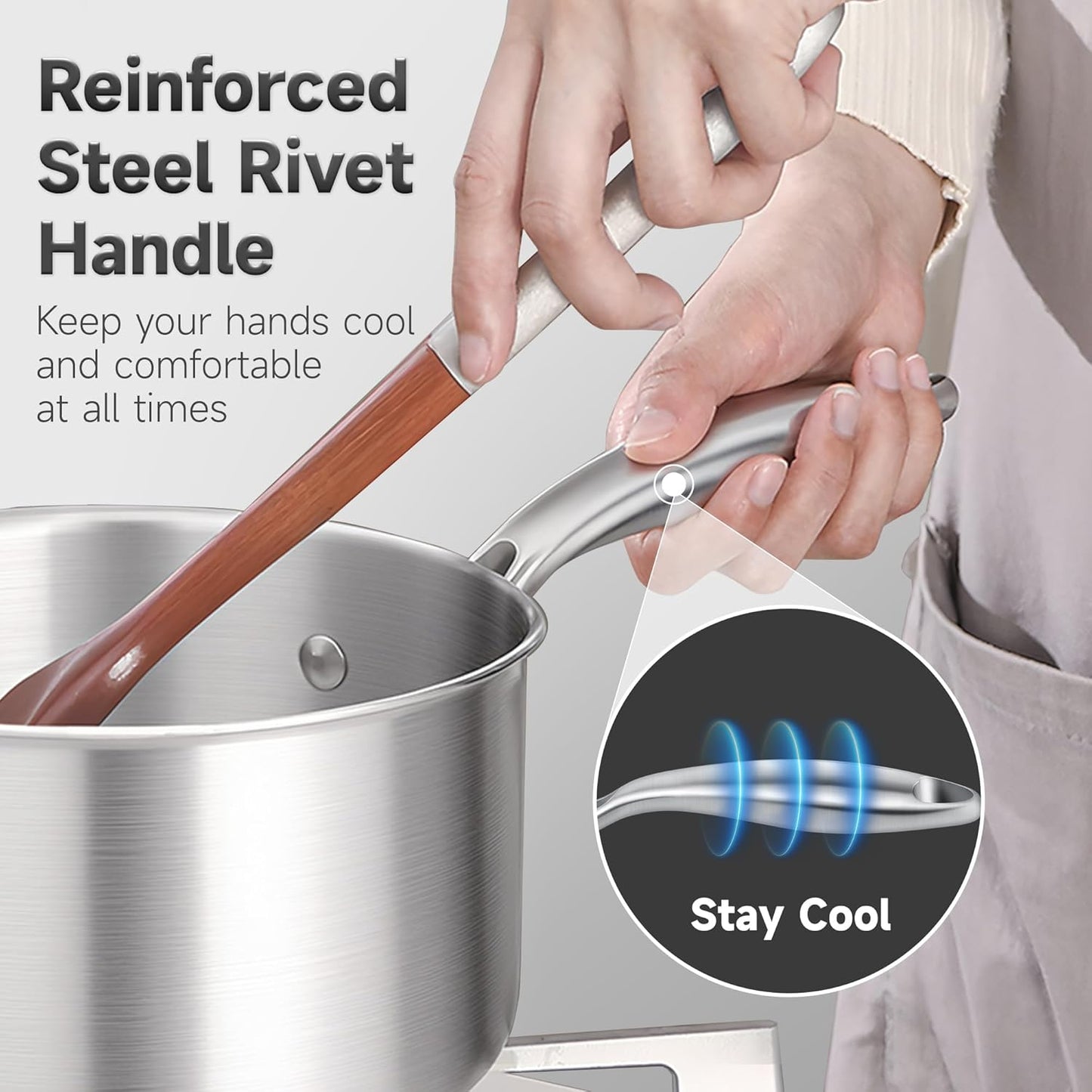 1.5 Quart Stainless Steel Saucepan with Steamer Basket, Tri-ply Full Body, Multipurpose Sauce Pot with Two-Size Drainage Holes Lid, Perfect For Boiling Gravies, Pasta, Noodles