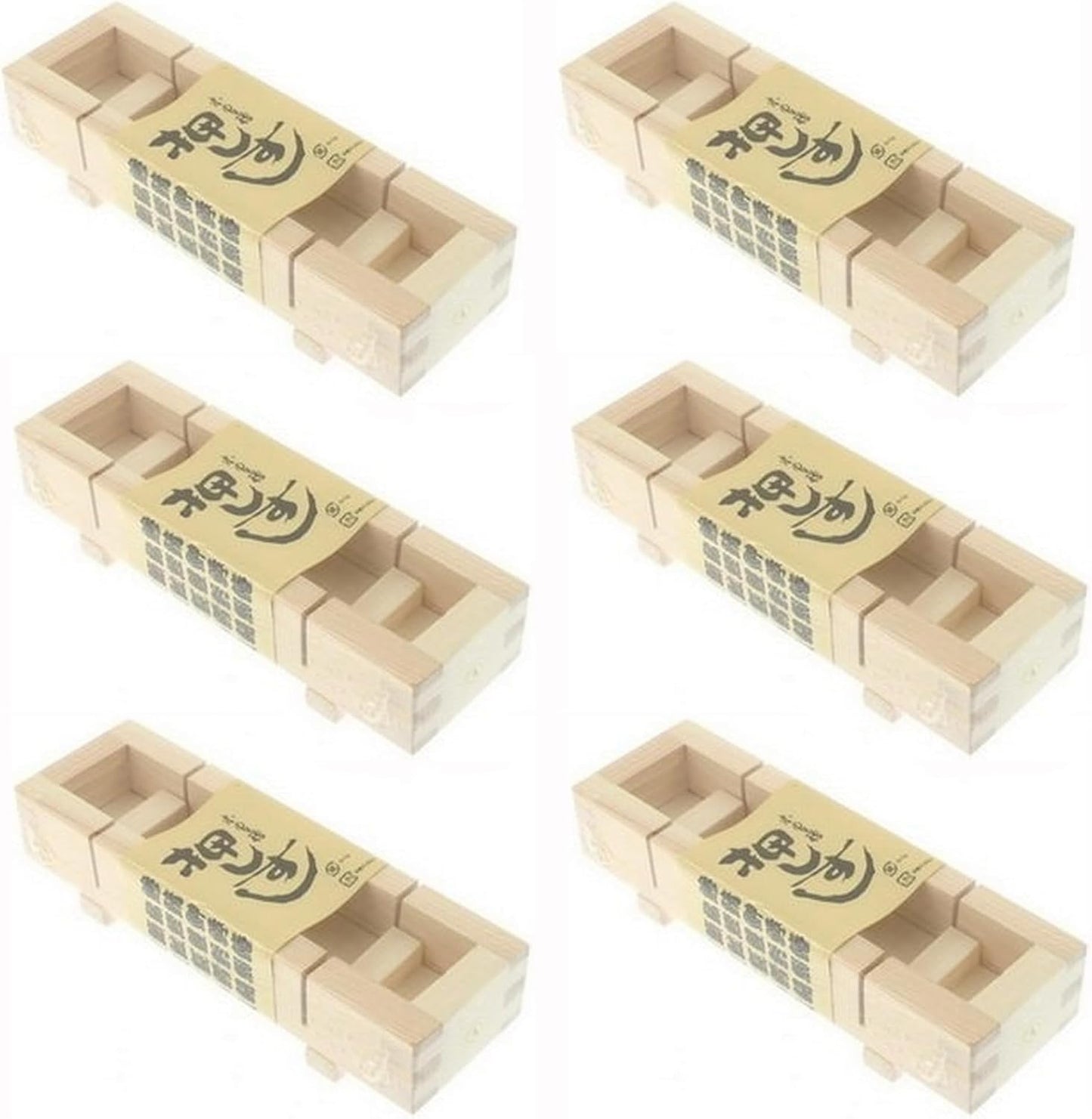 JapanBargain 3130, Wooden Oshizushi Press Maker Rectangular Sushi Press Mold Oshizushihako, 8.5 inch x 2.75 inch, 6 Pack