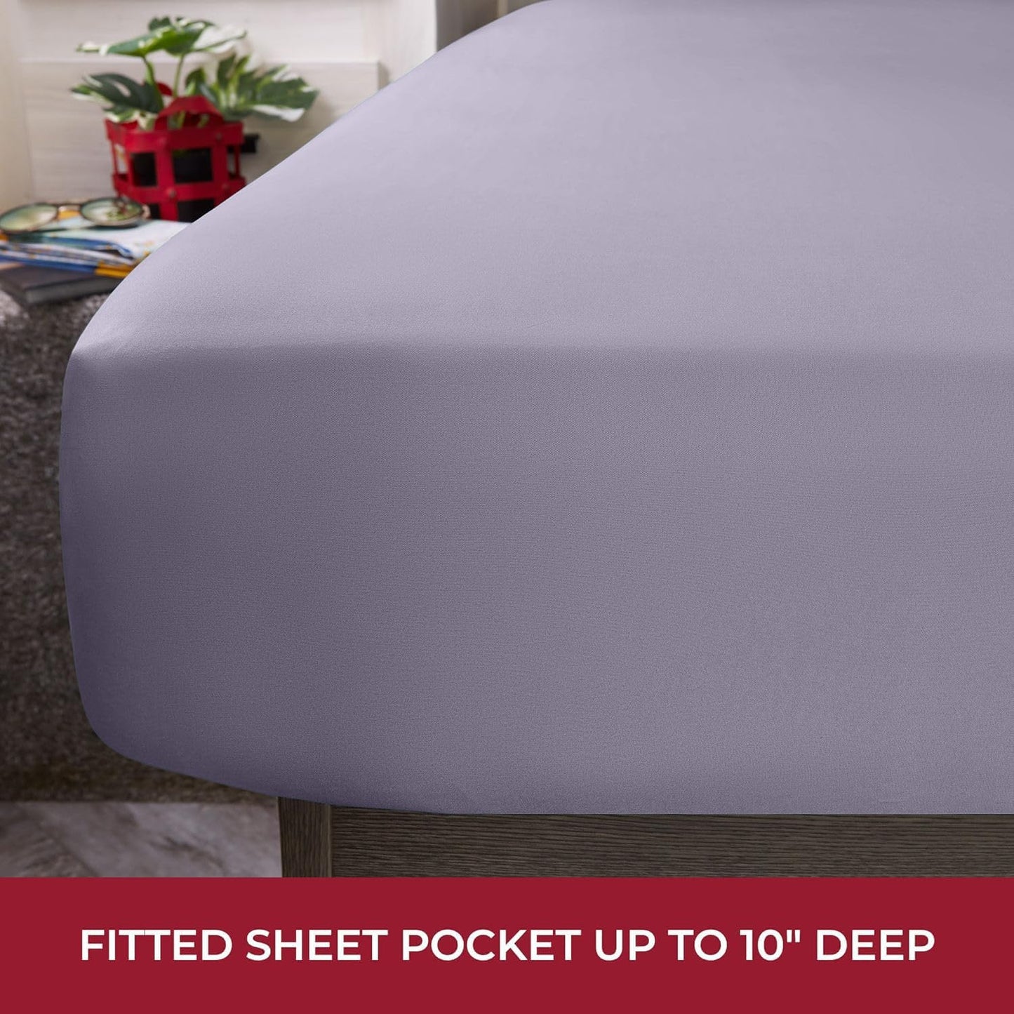 Mellanni RV Short Queen Sheets - 4 PC Iconic Collection Bedding - Hotel Luxury, Extra Soft, Cooling Bed Sheets - Deep Pocket up to 10 inch (RV/Short Queen, Hazy Lilac)