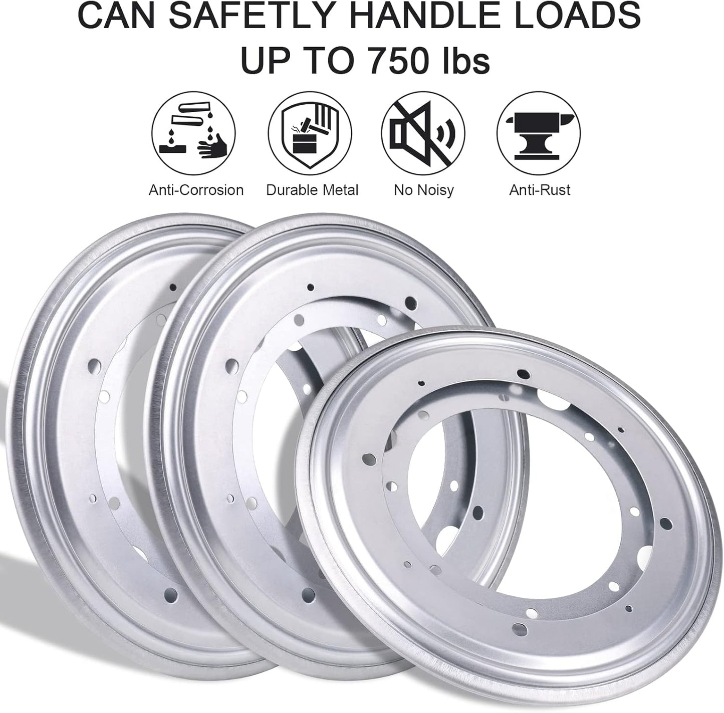 3Pack 9" Round Lazy Susan Hardware 5/16" Thick Lazy Susan Turntable Bearing Plate 750lbs Load Capacity Swivel Plate Base, Lazy Susan Turntable Base for Rotating Table, Serving Tray, Kitchen, Silver