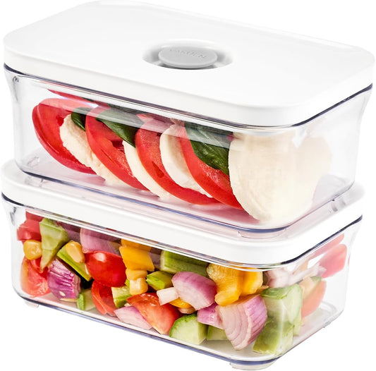 Premium Airtight Food Storage Containers, Mini Rectangular 2pc/set(0.53qt), Smart One-Click Seal Lid, No Hinges, 100% Leak Proof, BPA-FREE, Dishwasher, Freezer & Microwave Safe