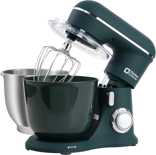 Kitchen in the box Stand Mixer, 4.5QT+5QT Two bowls Electric Food Mixer, 10 Speeds 3-IN-1 Kitchen Mixer for Daily Use with Egg Whisk,Dough Hook,Flat Beater (Turquoise Green, 5QT)