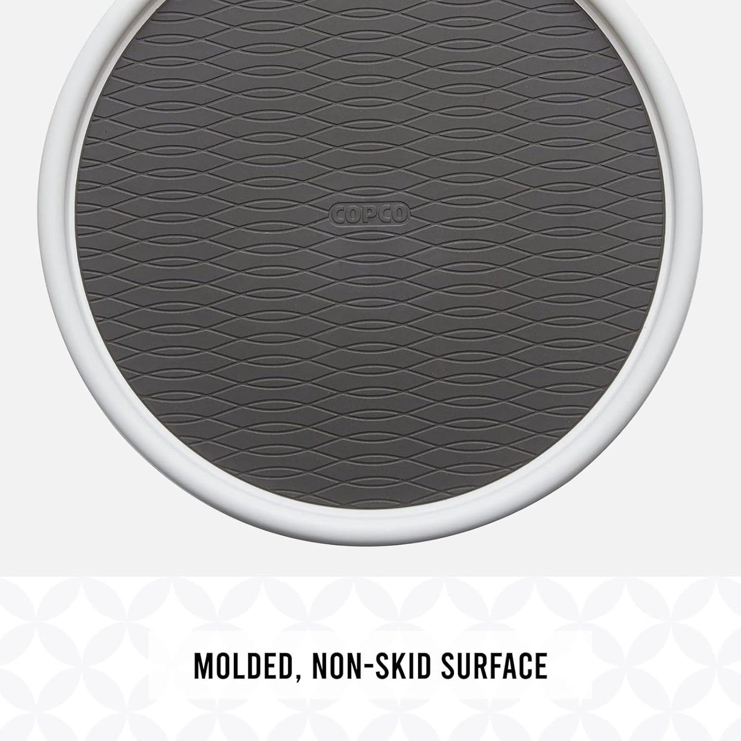 Copco Basics Non-Skid Pantry Cabinet Lazy Susan Turntable, 12-Inch, White/Gray, 1 Count (Pack of 1)