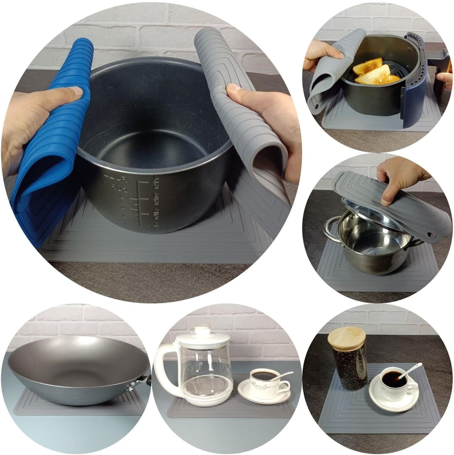 Silicone Trivets Mats Set 2 for Hot Dishes, 9 x 12 Inches Trivet for Hot Pots and Pans, Pink Silicone Hot Pads for Kitchen, Multi-Purpose Heat Resistant Pot Holders