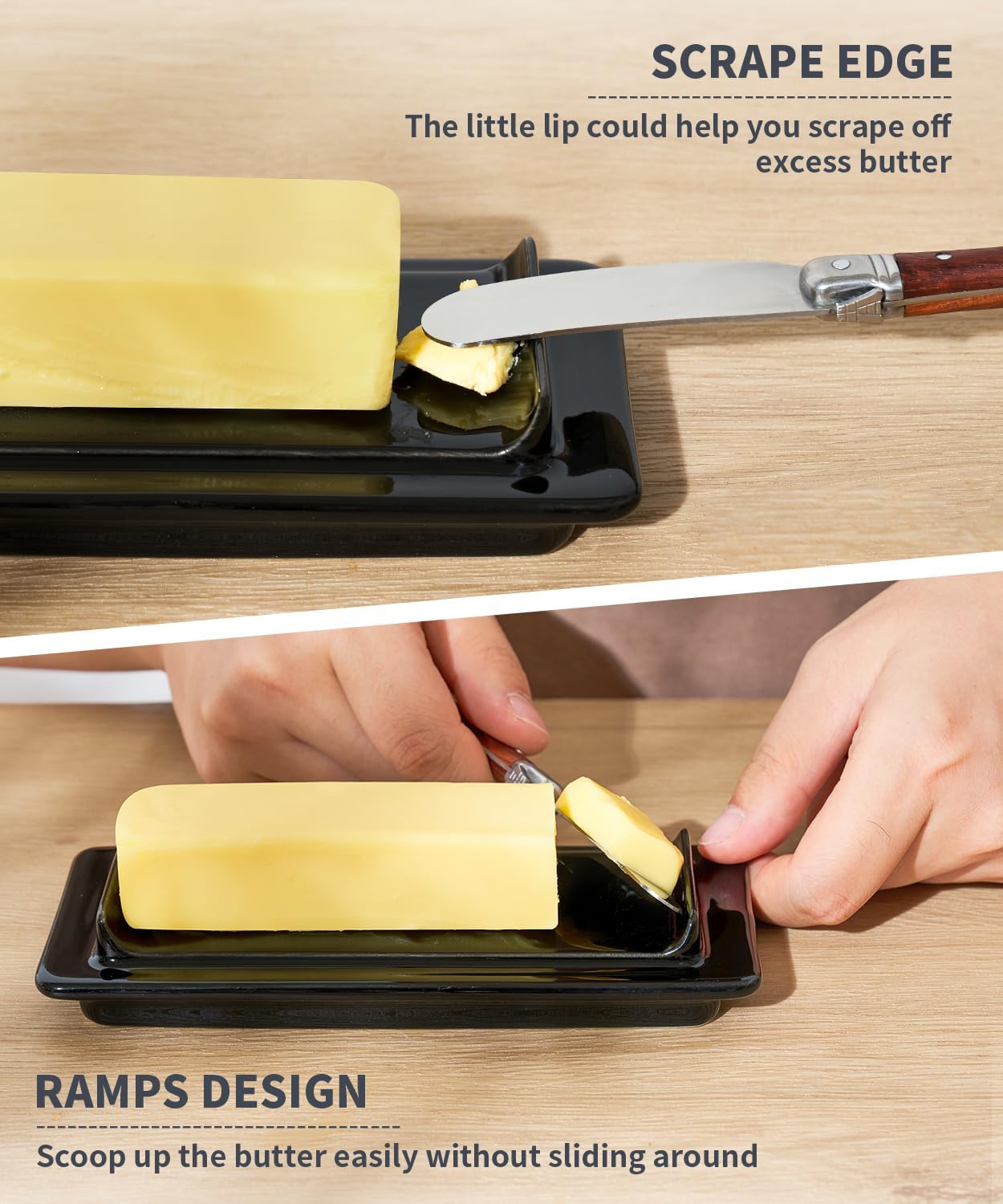 Sweese Butter Dish with Lid for Countertop - Butter Container - Butter Saver, 4oz Beautiful Small Butter Tray for East West Coast Butter, Fridge, Dishwasher Safe